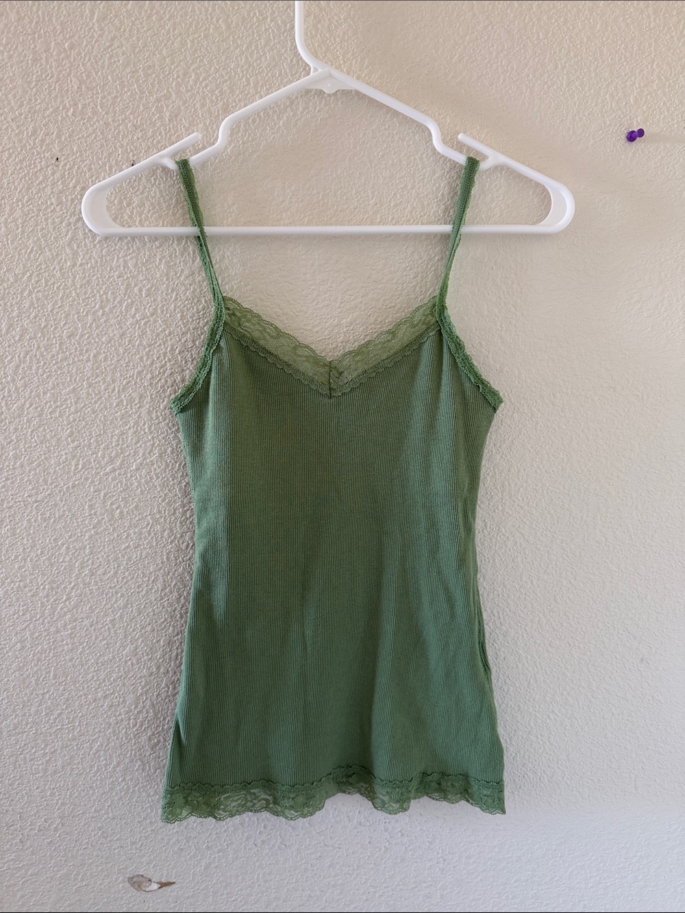 Brandy melville light olive green lace tank top